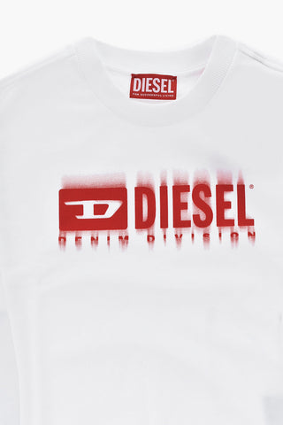 Brushed Cotton Crewneck Sweatshirt FADED LOGO