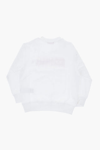 Brushed Cotton Crewneck Sweatshirt FADED LOGO