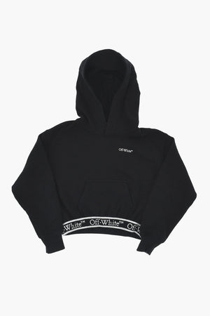 Baumwoll-Hoodie mit glitzerndem Logo-Band