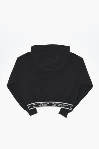 Felpa Hoodie in Cotone con Banda Logata e Glitterata