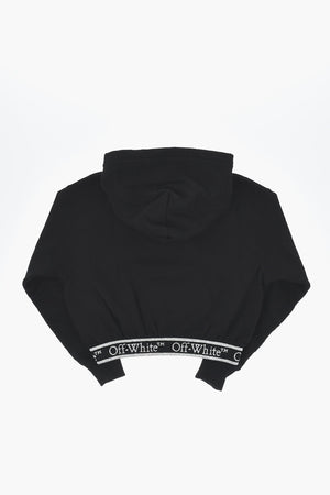 Baumwoll-Hoodie mit glitzerndem Logo-Band