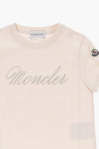 Cotton Jersey Crewneck T-Shirt with Rhinestone Logo