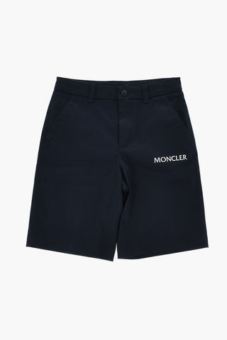 Stretch Cotton Shorts with Printed Logo