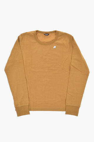 T-shirt Girocollo in Cotone a Maniche Lunghe