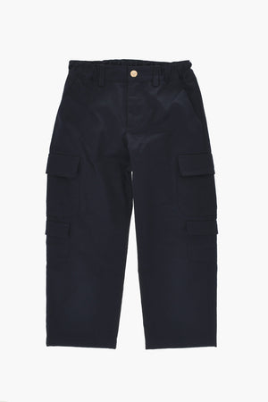 Cotton Cargo Pants With Gold-Effect Button