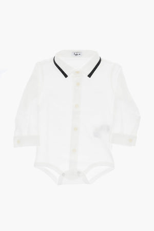 Cotton Long-Sleeve Polo Bodysuit