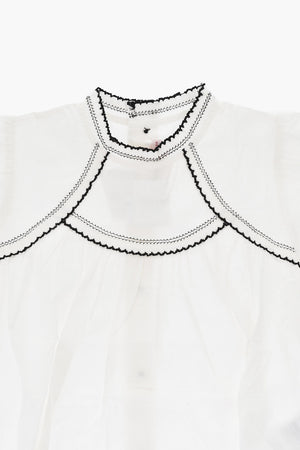 Kurzarm-Bluse aus Baumwoll-Popelin mit kontrastierenden Details