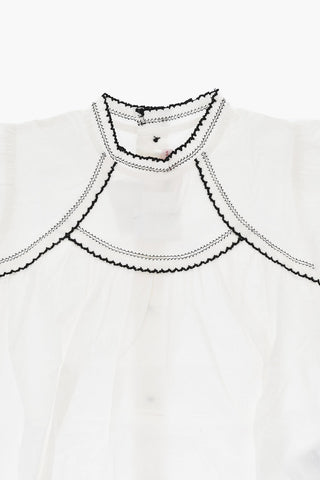 Kurzarm-Bluse aus Baumwoll-Popelin mit kontrastierenden Details