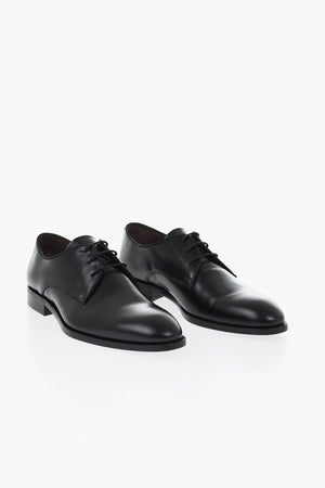 Brushed Leather Derby Shoes with Leather Sole