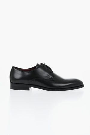 Brushed Leather Derby Shoes with Leather Sole