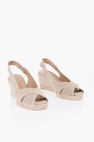 Canvas Slingback Sandals with 7cm Wedge