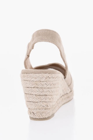 Canvas Slingback Sandals with 7cm Wedge