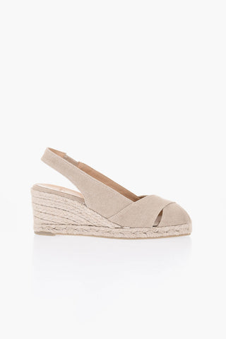 Canvas Slingback Sandals with 7cm Wedge