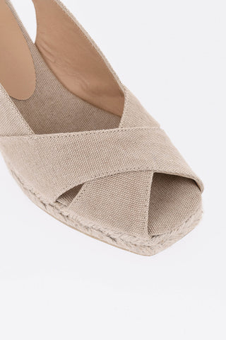 Canvas Slingback Sandals with 7cm Wedge