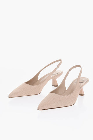 Linen Slingback Pumps ARABEL with 6cm Spool Heel
