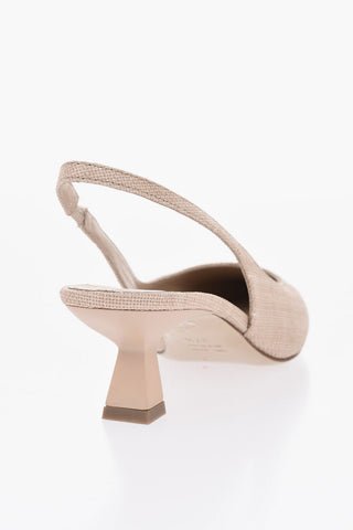 Linen Slingback Pumps ARABEL with 6cm Spool Heel