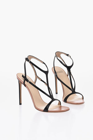 Leather T-Bar Sandals with Stiletto Heel 11cm