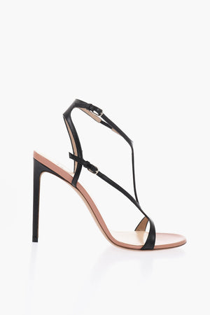 Leather T-Bar Sandals with Stiletto Heel 11cm