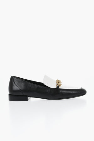 Crocodile-Effect Embossed Leather Loafers GARDENIA