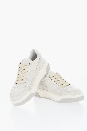 Lace-Up Leather Sneakers With Rubber Sole