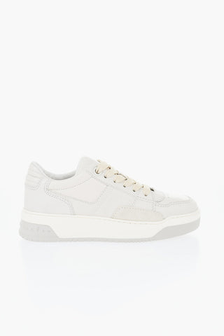 Lace-Up Leather Sneakers With Rubber Sole
