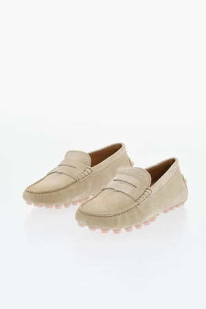 Suede Penny Loafers with Rubber Pebble Sole