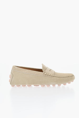 Suede Penny Loafers with Rubber Pebble Sole