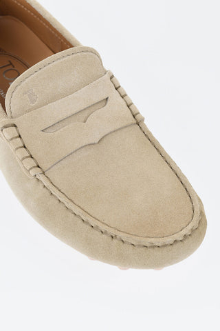 Suede Penny Loafers with Rubber Pebble Sole