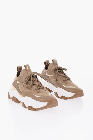 Knit Mid Sneakers with Leather Monogram Details