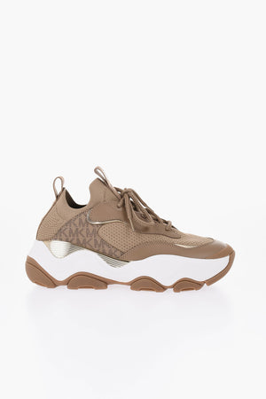 Sneakers Mid in Maglia con Dettagli in Pelle Monogram