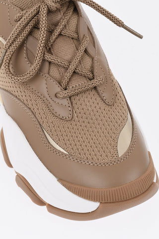 Knit Mid Sneakers with Leather Monogram Details