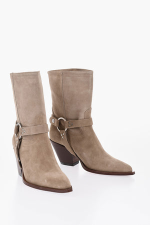 Suede Cowboy Ankle Boots ATOKA BELT 9cm Heel