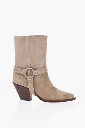 Suede Cowboy Ankle Boots ATOKA BELT 9cm Heel