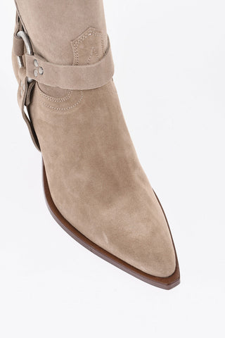 Suede Cowboy Ankle Boots ATOKA BELT 9cm Heel