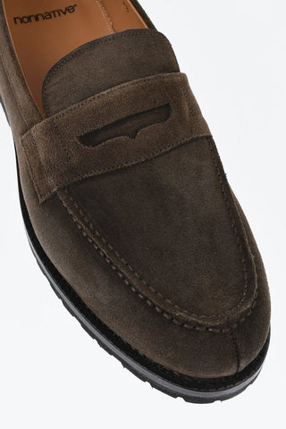 Suede Penny Loafers with Lug Sole