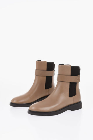 Leather Chelsea Ankle Boots DOUBLE T with Strap