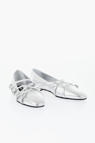 Ballerine in Pelle Lamè ELOISE con Cinturini Criss Cross