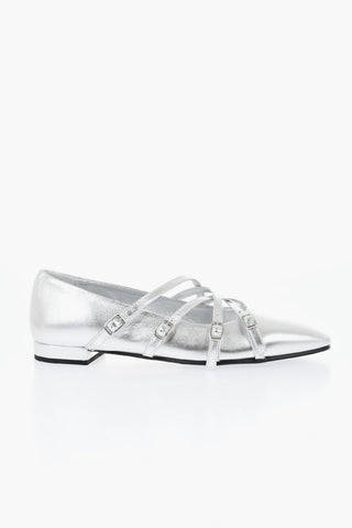 Ballerine in Pelle Lamè ELOISE con Cinturini Criss Cross