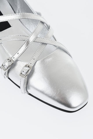 Ballerine in Pelle Lamè ELOISE con Cinturini Criss Cross