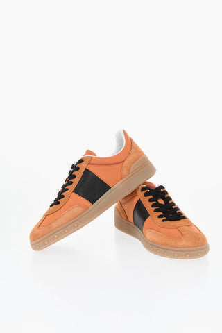Low-top Suede Sneakers with Contrasting Side Logo