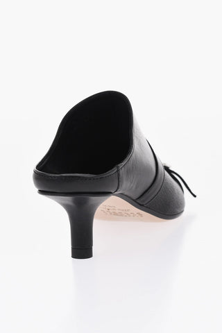MM6 Hammered Leather Mules with Buckle 6cm