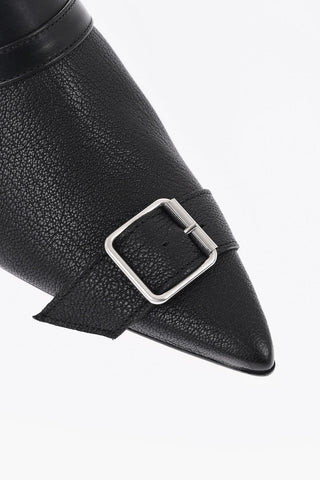 MM6 Hammered Leather Mules with Buckle 6cm