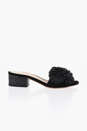 Suede Sandals FIORE with Raffia Flowers 4cm