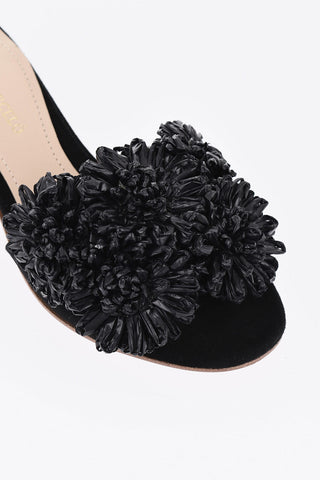 Suede Sandals FIORE with Raffia Flowers 4cm