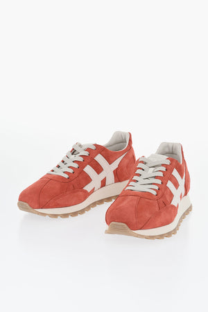Low-Top-Sneaker Aus Veloursleder Mit Kontrastierendem Logo