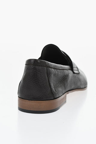 Hammered Deer Leather Penny Loafers