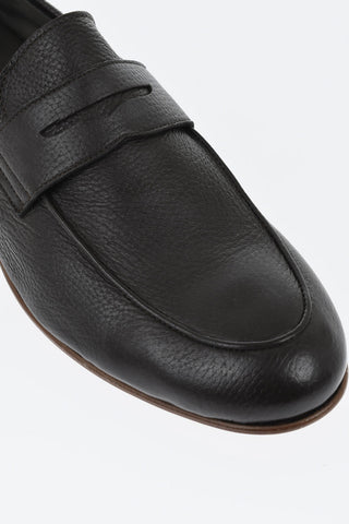 Hammered Deer Leather Penny Loafers