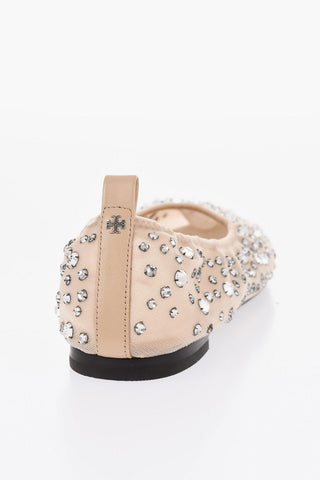 Sheer Ballet Flats with Rhinestones