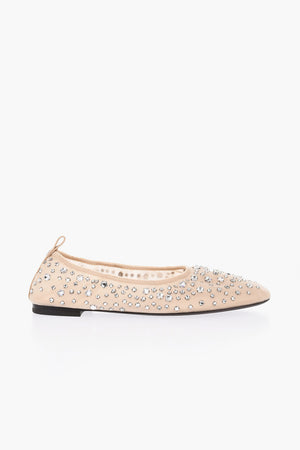 Sheer Ballet Flats with Rhinestones