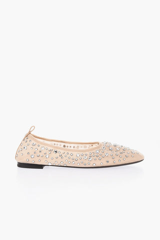 Sheer Ballet Flats with Rhinestones